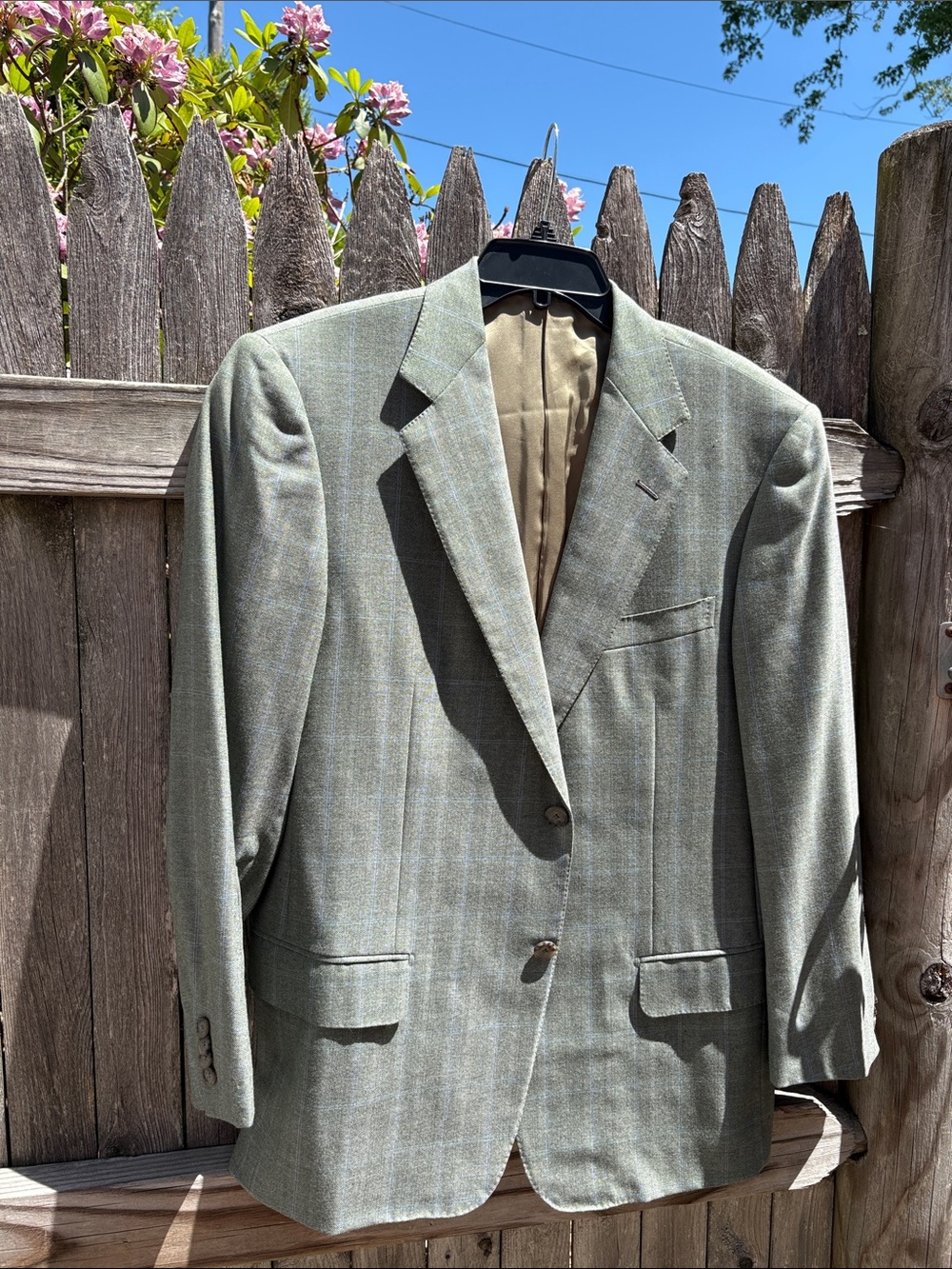 Ermenegildo ZEGNA 40R sage with light blue grid wool blazer!!